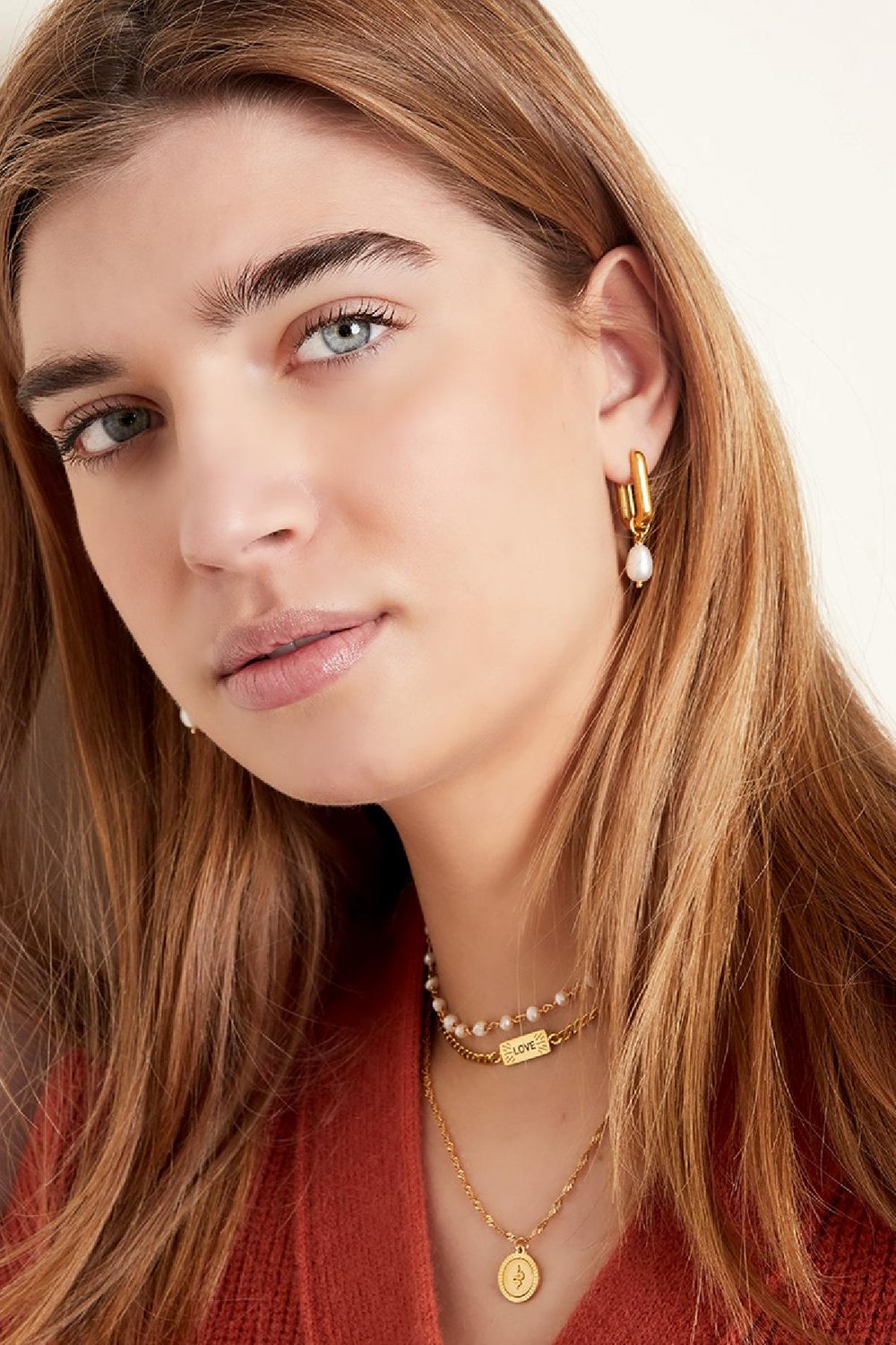 Bullet Bead Love Necklace Gold Color Stainless Steel h5Picture2